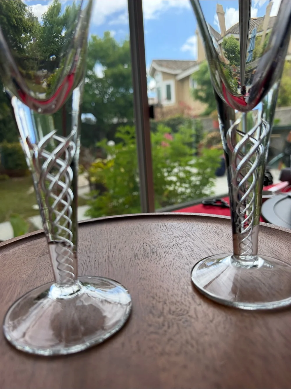 Set of Two vintage  air twist  Stem wine glass